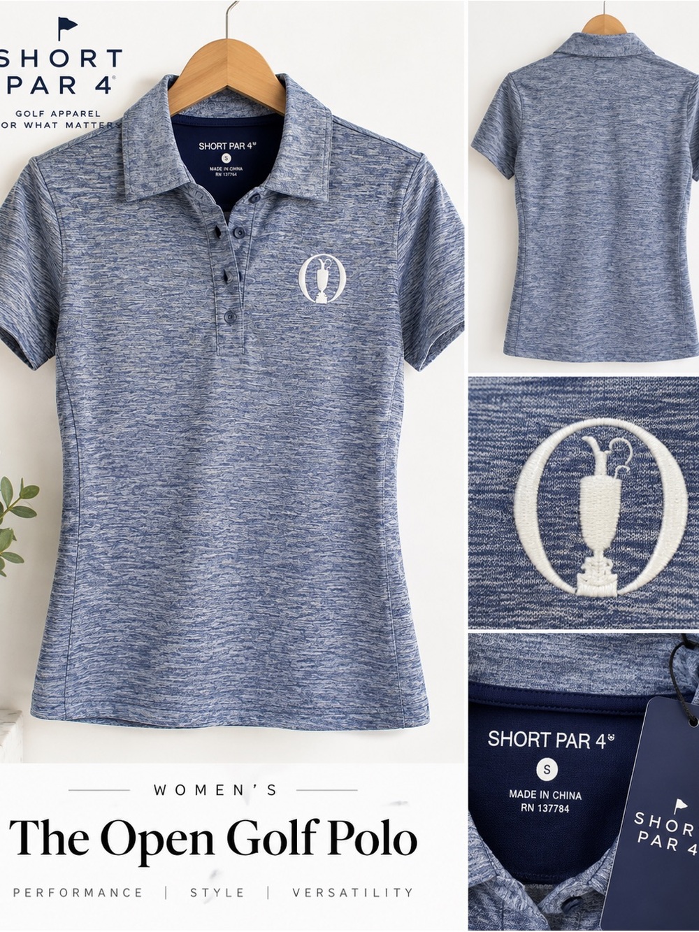 NWT Short Par 4 Women’s The Open Golf Polo Blue Size S